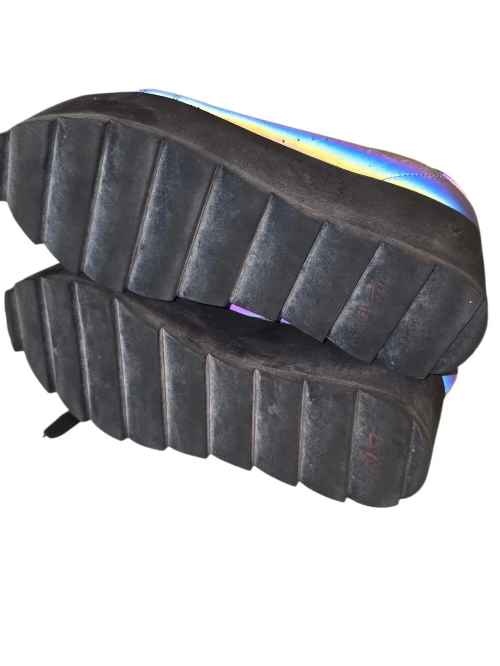 YRU Iridescent Holographic Platform Sneakers in Black